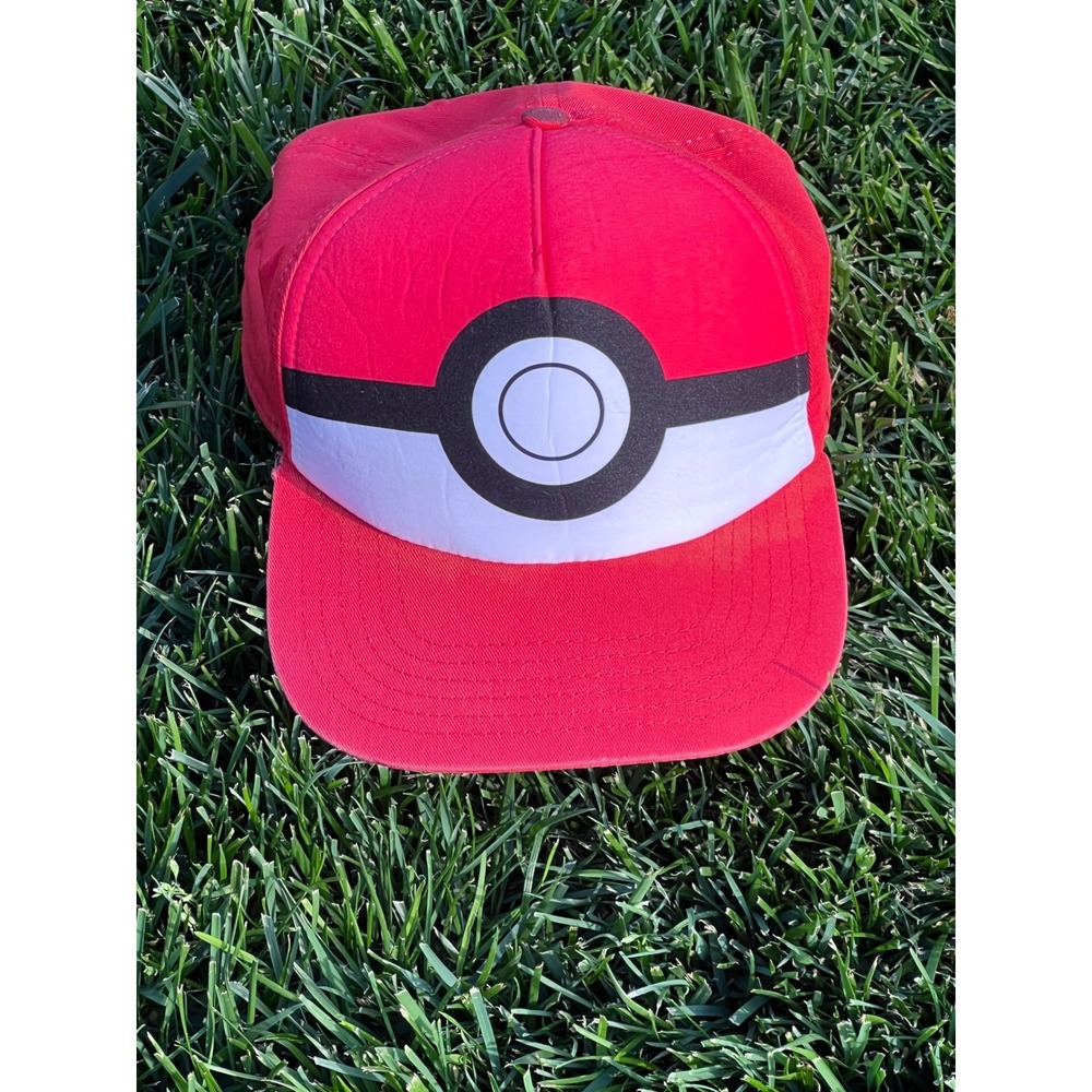 Pokemon‎ Youth Poke Ball Snapback Hat Red White Adjustable Flat Brim Cap 179140